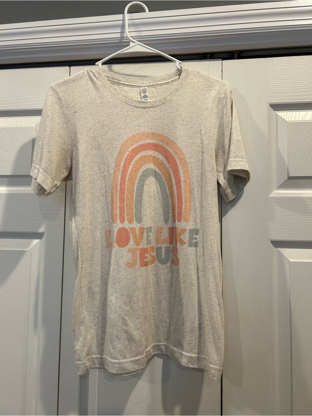 Love Like Jesus Kids Graphic Tee - Cream with Pastel Rainbow